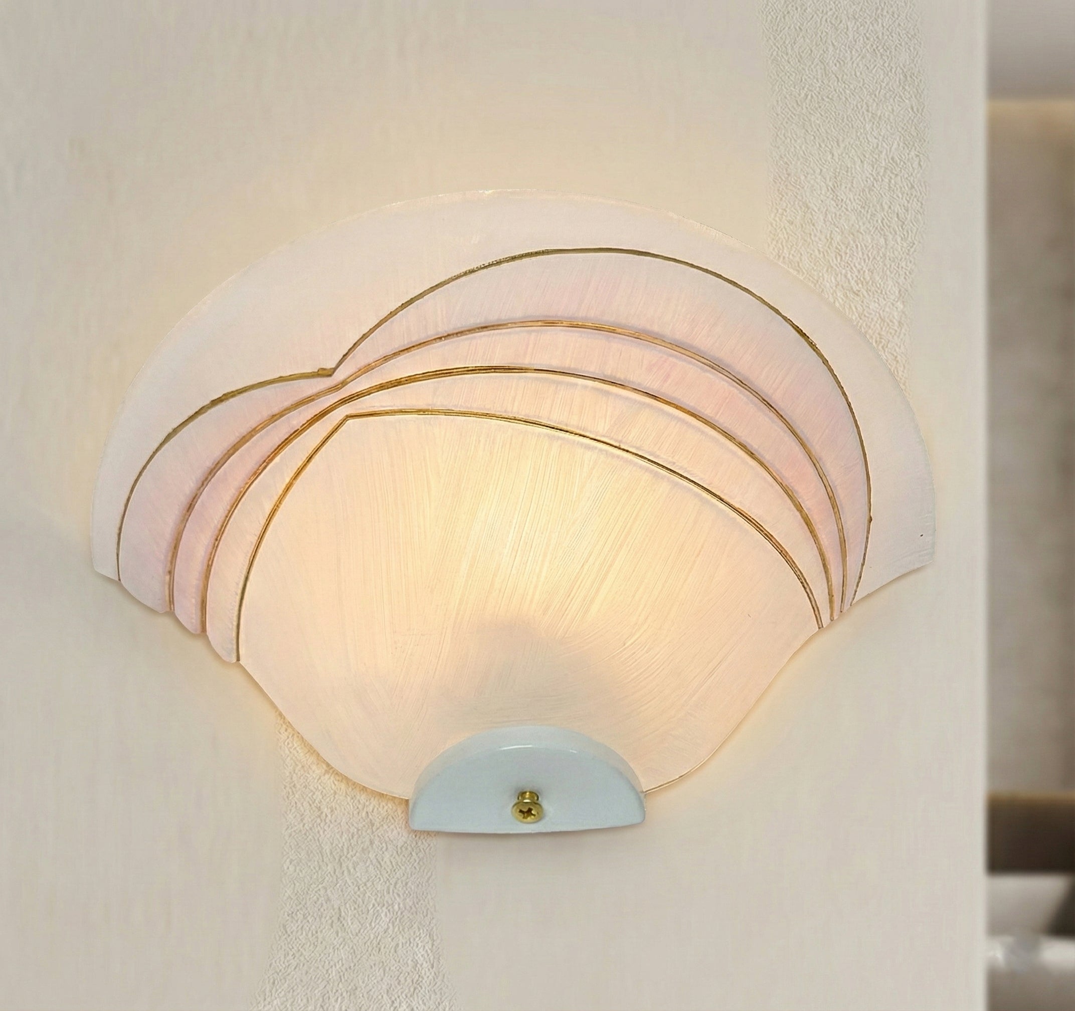 Applique Classica in Vetro, Lampada da Parete a Mezzaluna, 1 Luce, per Bagno, Camera, Soggiorno, Cucina, Scala, Corridoio art. Mia