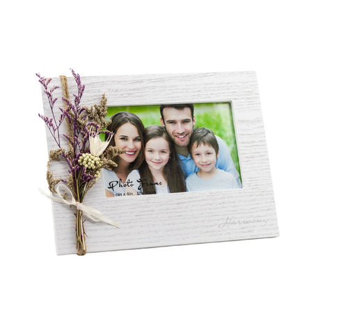 Bomboniera comunione e cresima portafoto in legno decorato con fiori bianco harmony ARCM24021