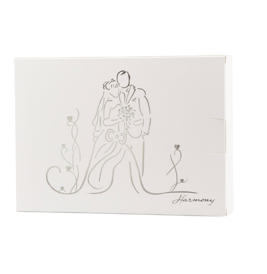 Bomboniera matrimonio portafoto in legno e bianco decorato con scritta harmony ARMT24020