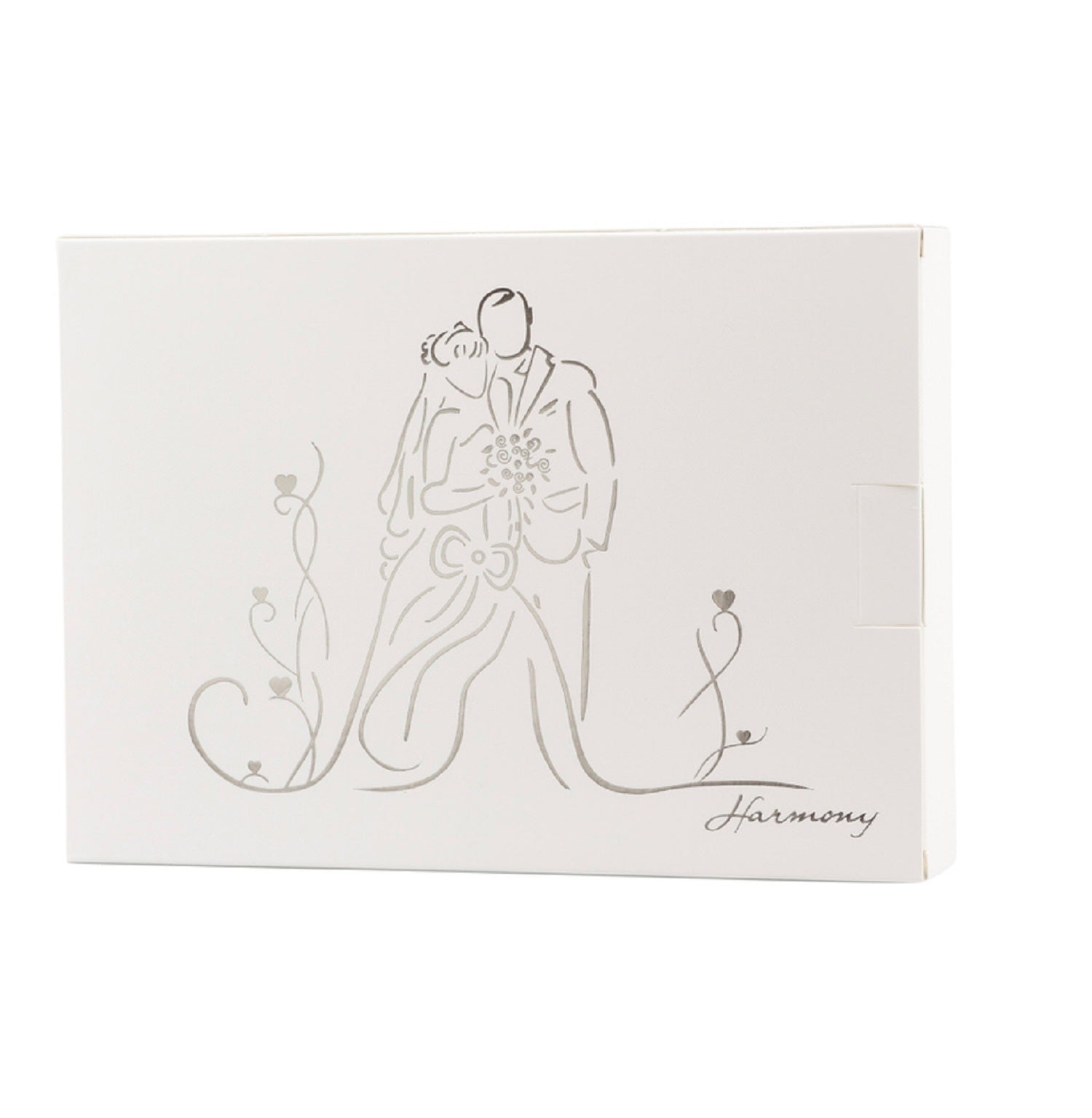 Bomboniera matrimonio portafoto in legno e bianco decorato con scritta harmony ARMT24020