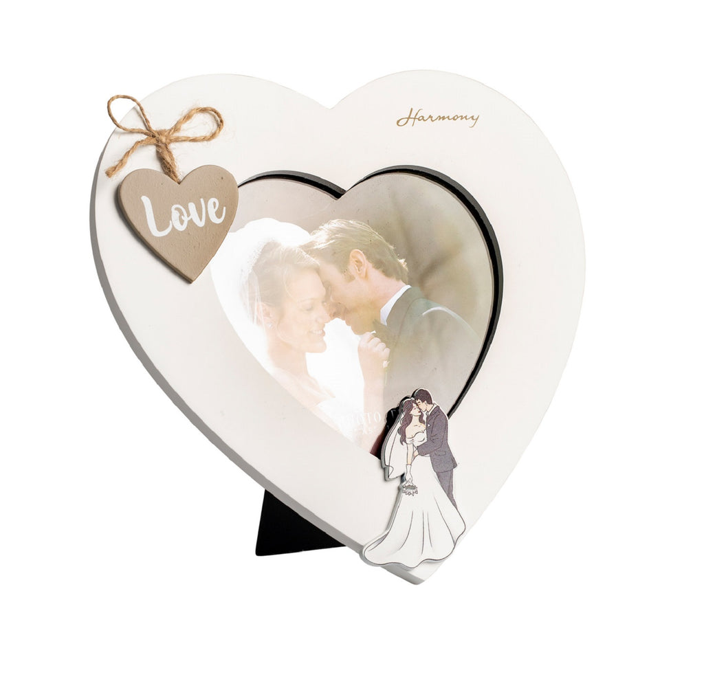 Porta foto cuore in legno bomboniera per ricorrenze, regalo, matrimonio Harmony ARMT25220