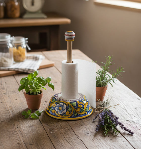 Portarotolo in ceramica decorata a mano da ceramisti siciliani barocco art 11