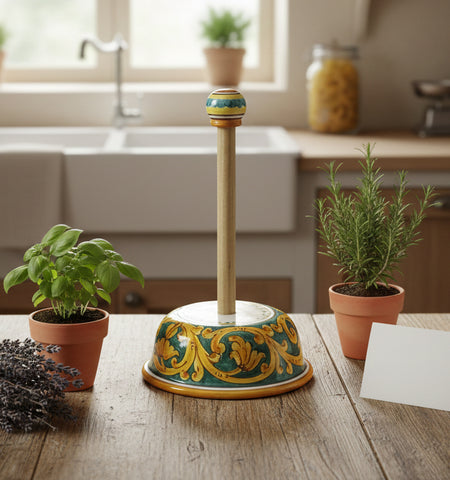 Portarotolo in ceramica decorata a mano da ceramisti siciliani gianluca art 11