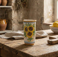 Large ceramic cup holder hand decorated by Sicilian ceramists sunflower art 17