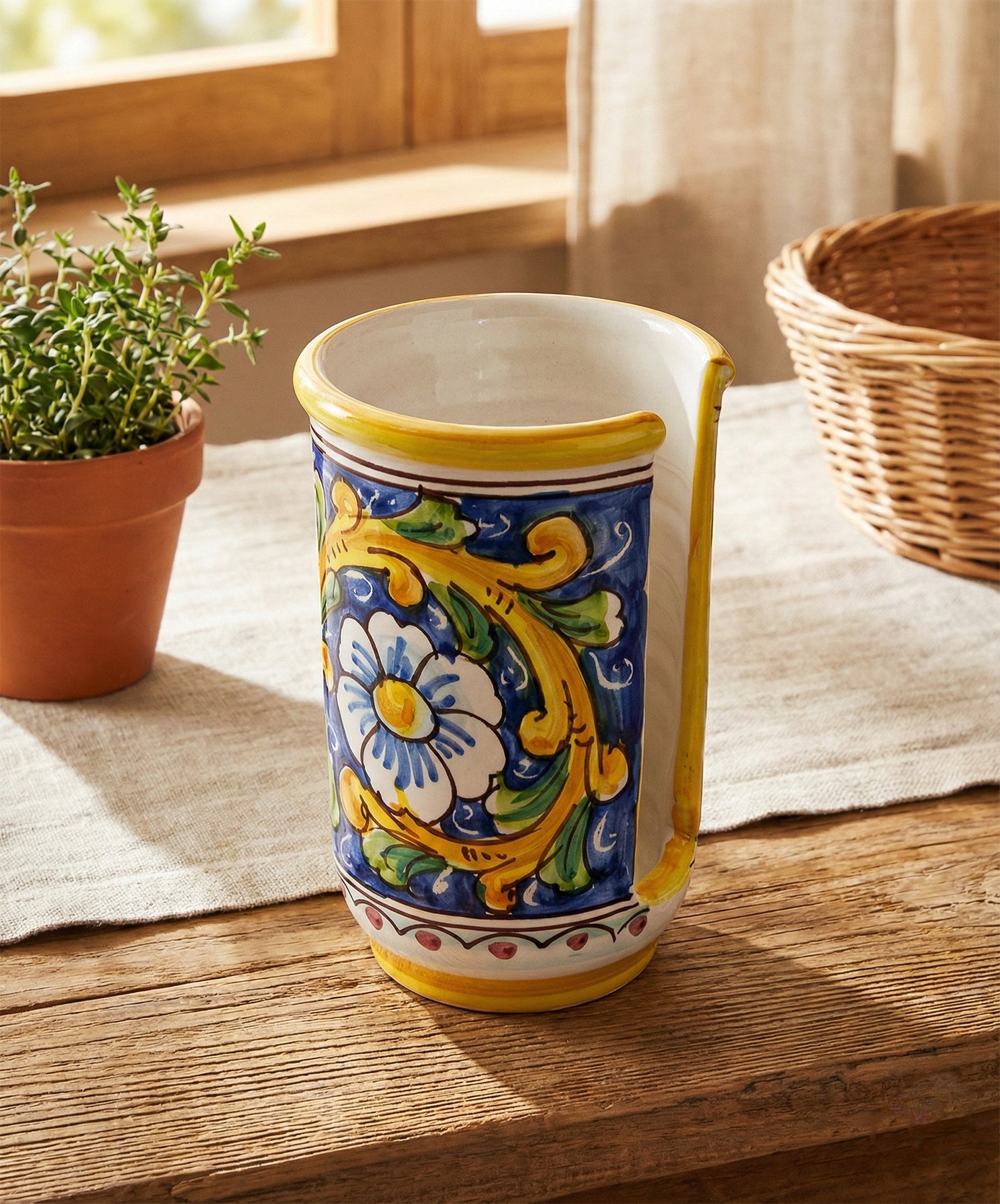 Portabicchieri piccolo in ceramica decorata a mano da ceramisti siciliani barocco art 18