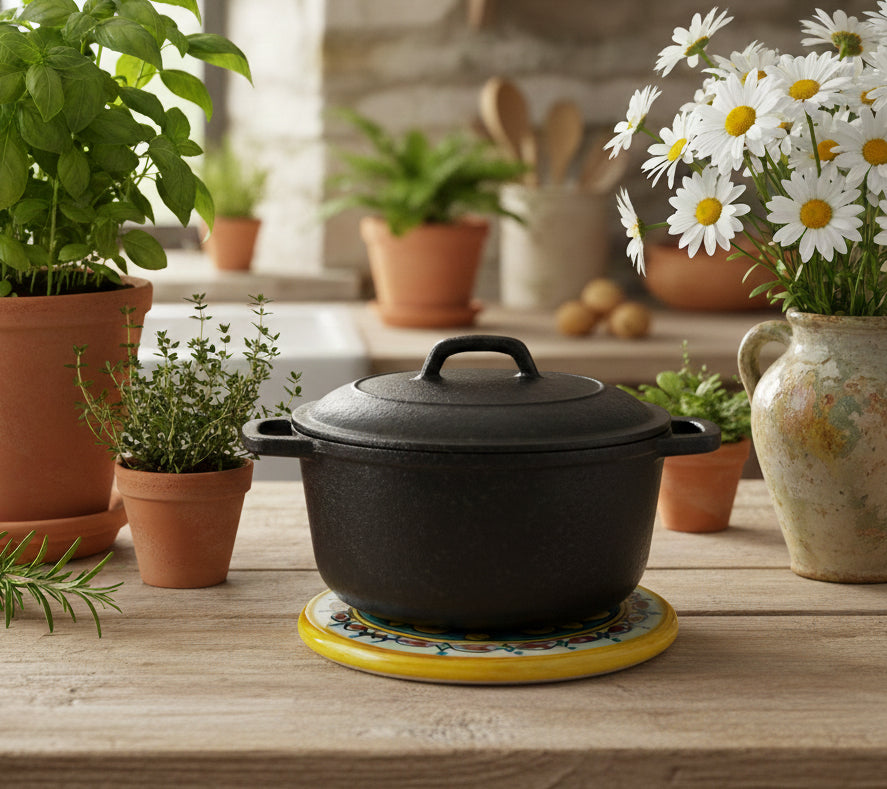 Sottopentola in ceramica decorata a mano da ceramisti siciliani gomes art 19