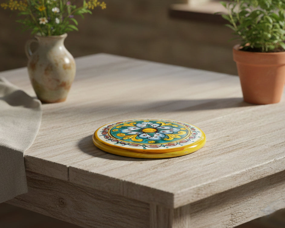 Sottopentola in ceramica decorata a mano da ceramisti siciliani gomes art 19