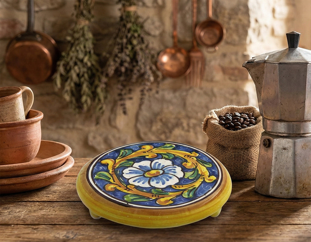 Porta caffettiera in ceramica decorata a mano da ceramisti siciliani barocco art 20