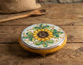 Ceramic coffee pot holder hand decorated by Sicilian ceramists sunflower art 20
