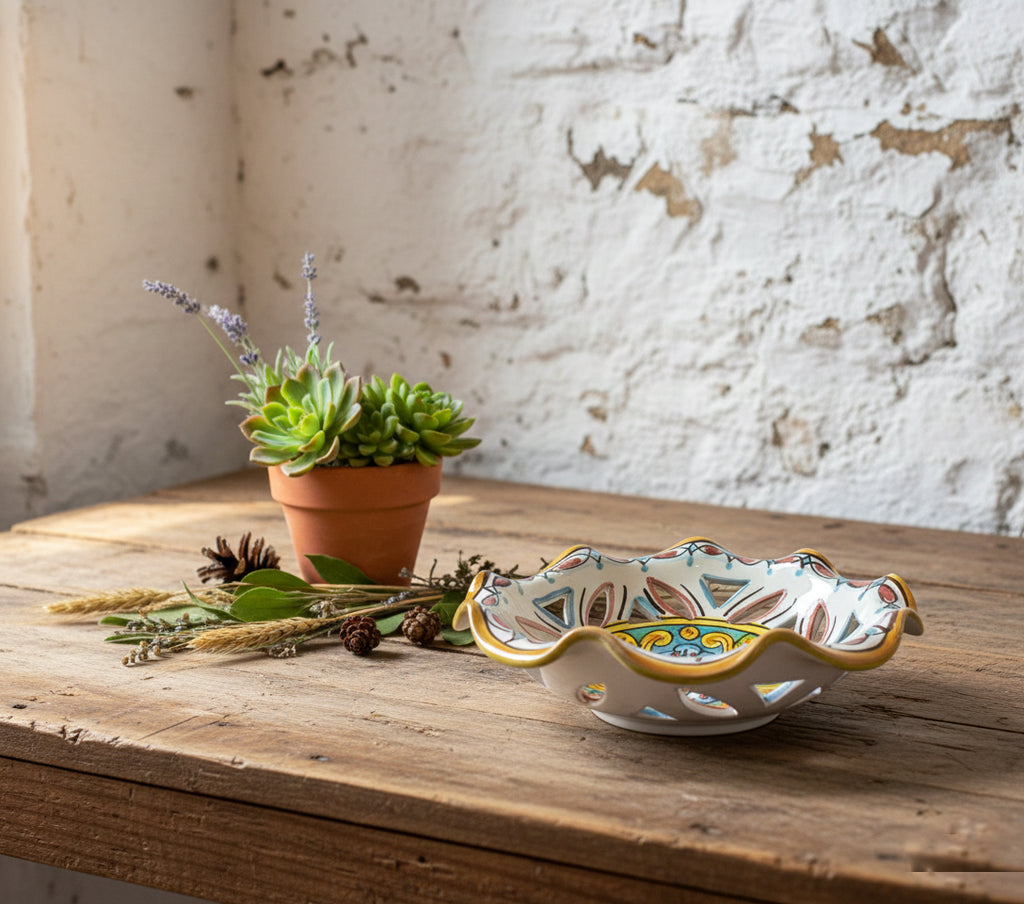 Ciotola in ceramica decorata a mano da ceramisti siciliani gomes art 22