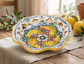 Large ceramic bowl hand decorated by Sicilian ceramists red flower art 22