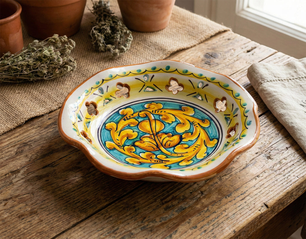 Large ceramic bowl hand decorated by Sicilian ceramists gianluca art 22