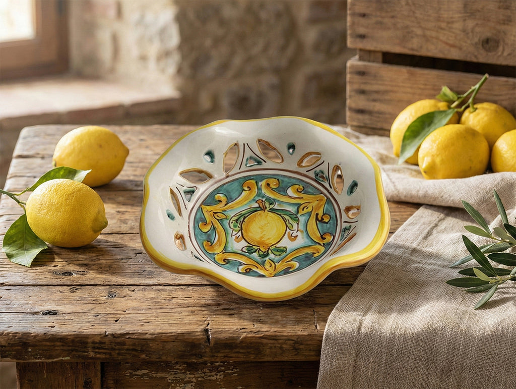 Ciotola piccola in ceramica decorata a mano da ceramisti siciliani limoni art 23