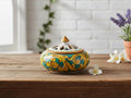 Small ceramic candy holder hand decorated by Sicilian ceramists gianluca art 2