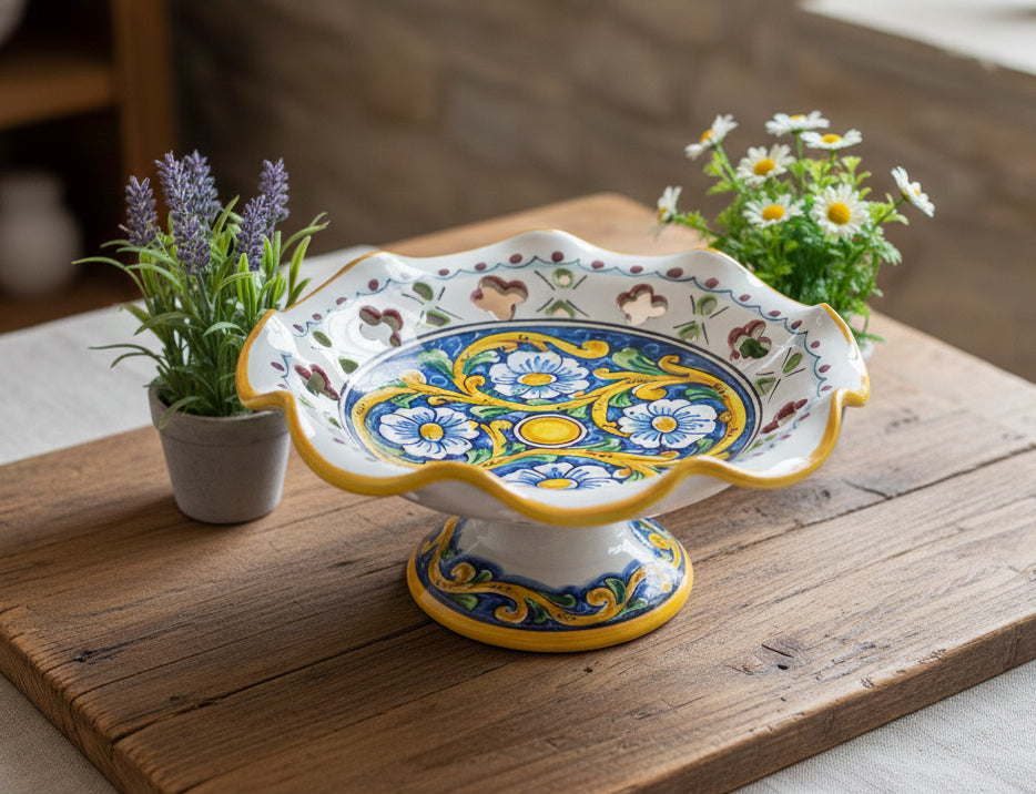 Medium ceramic centerpiece decorated by hand by Sicilian ceramists baroque art 4