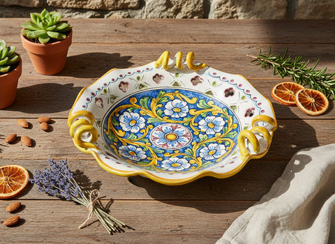 Centrotavola grande in ceramica decorata a mano da ceramisti siciliani barocco art 6