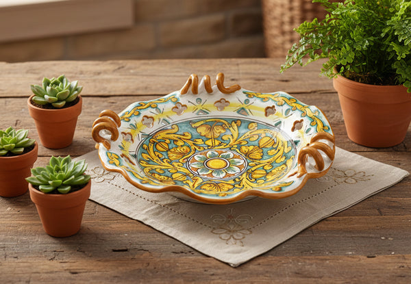 Large ceramic centerpiece hand decorated by Sicilian ceramists Gianluca Art 6