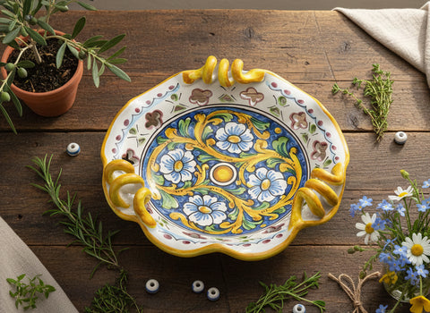 Centrotavola piccolo in ceramica decorata a mano da ceramisti siciliani barocco art 7