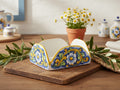 Portatovaglioli quadrato in ceramica decorata a mano da ceramisti siciliani barocco art 9