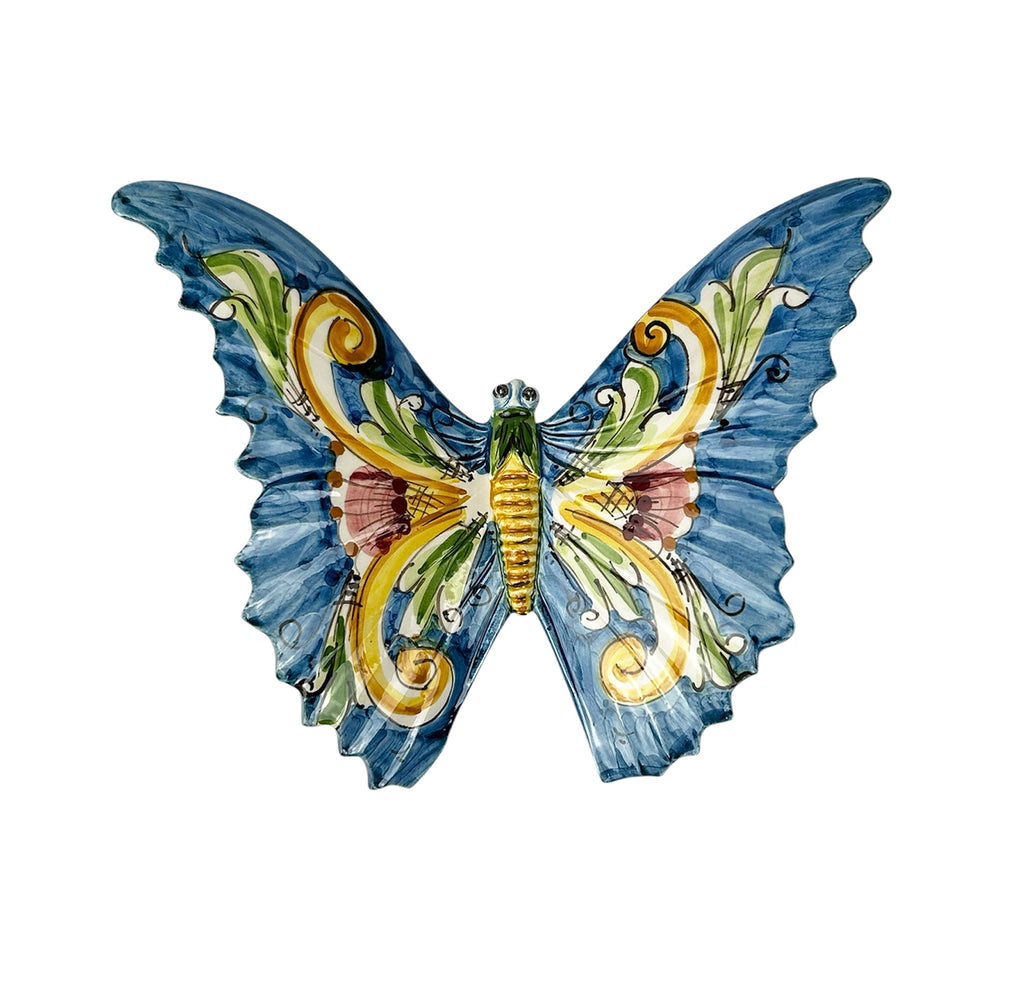 Sicilian ceramic butterfly from Caltagirone, hand-made and decorated, art. 01 