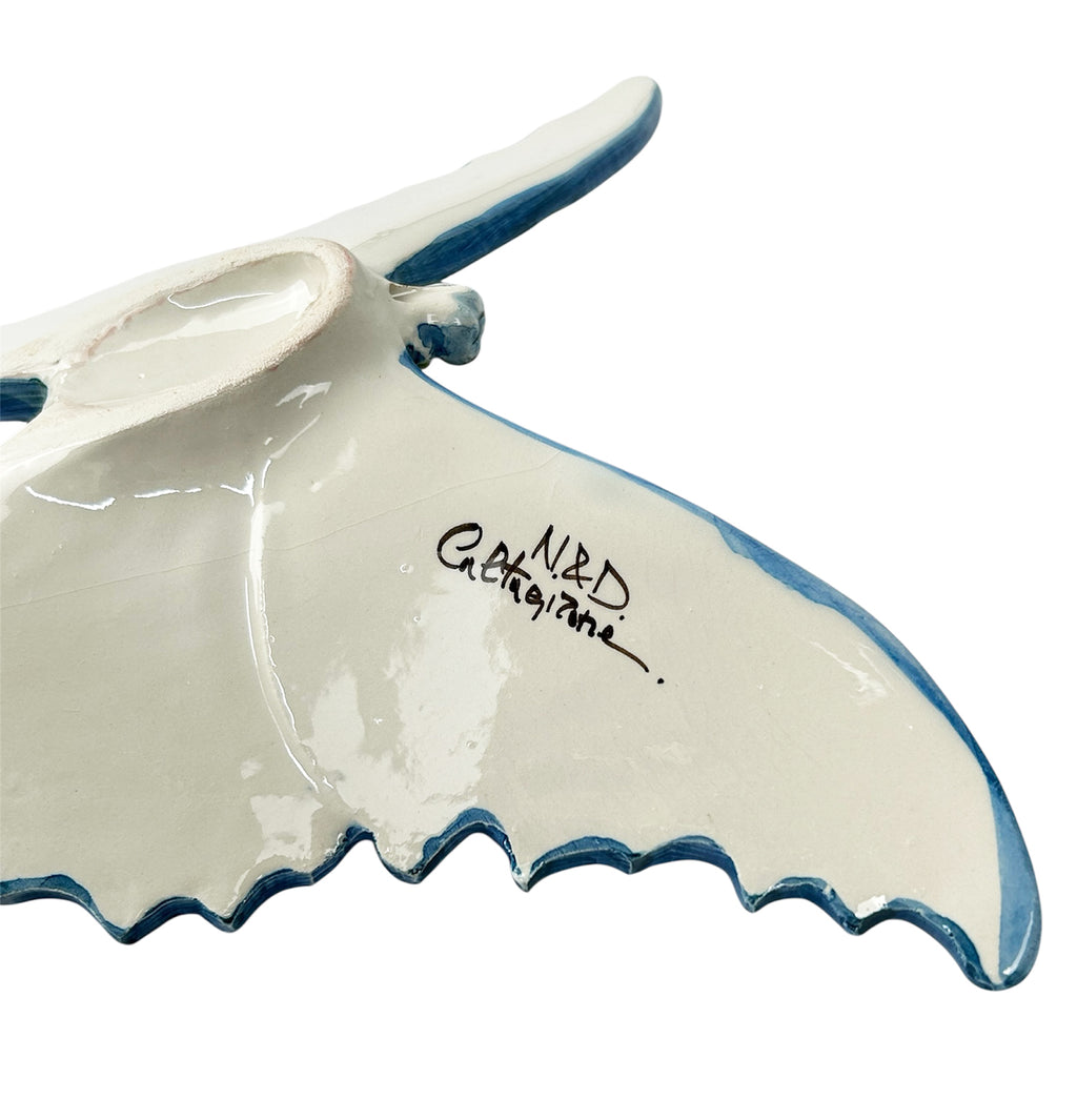 Sicilian ceramic butterfly from Caltagirone, hand-made and decorated, art. 01 