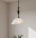 Lampadario a Sospensione ingresso 1 Luce in ferro battuto e vetro, per Cucina, Bagno, Camera, Soggiorno, Scala, Corridoio art. britt