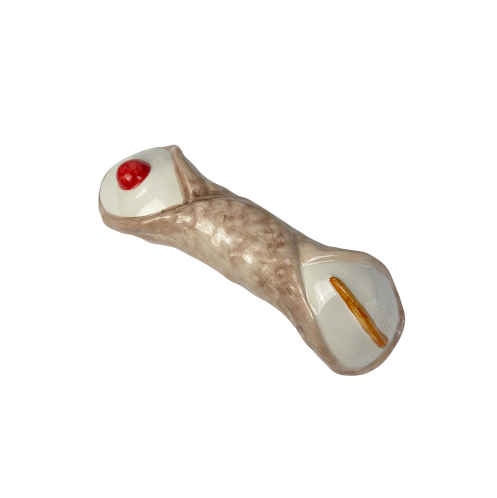 Cannolo Siciliano Grande in ceramica di Caltagirone tipico dolce siculo realizzato a mano