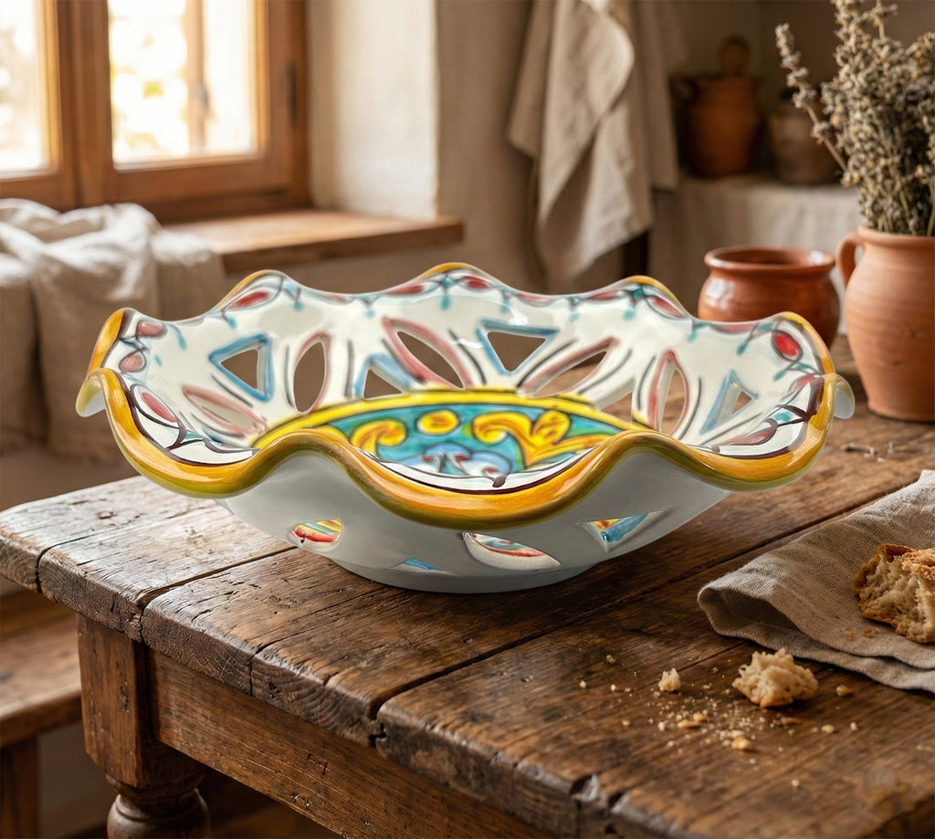 Ciotola in ceramica decorata a mano da ceramisti siciliani gomes art 22