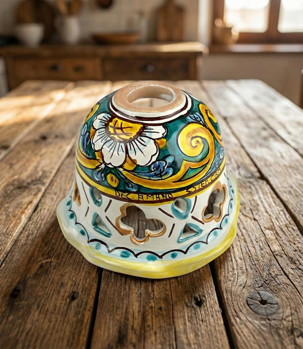 Coppa in ceramica ricambio per lampadario firmato e decorato a mano da ceramisti siciliani art. gomes