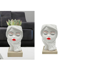 Mondocreazioni Vase Bust Plant Holder in Porcelain White Modern Elegant Furnishing Accessory ST (Boy Art 54351) 