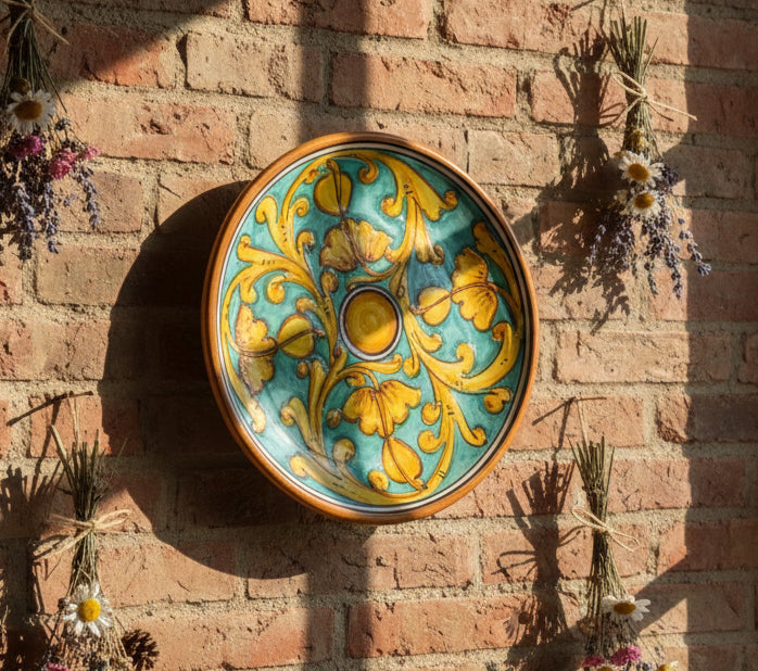 Medium ceramic plate hand decorated by Sicilian ceramists Gianluca art 13