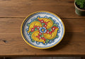 Piatto grande in ceramica decorata a mano da ceramisti siciliani fiore rosso art 12