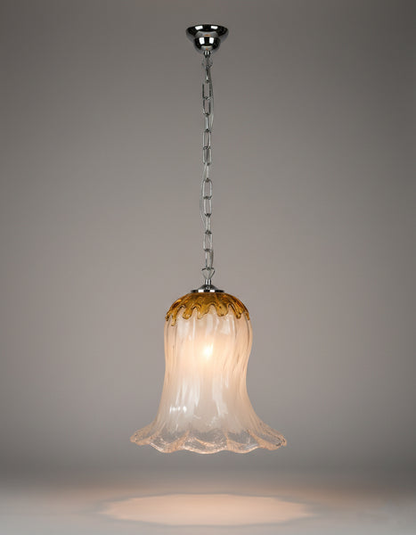 Lampadario a Sospensione Ingresso Moderno in Vetro Murano, 1 Luce, per Cucina, Bagno, Camera, Soggiorno, Scala, Corridoio art. giostra ambra