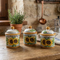 Set of 3 jars of salt, sugar and coffee in ceramic hand-decorated by Sicilian ceramists, sunflower art 8