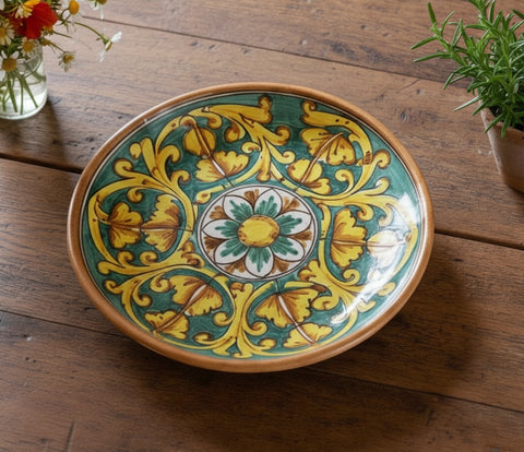 Piatto grande in ceramica decorata a mano da ceramisti siciliani gianluca art 12