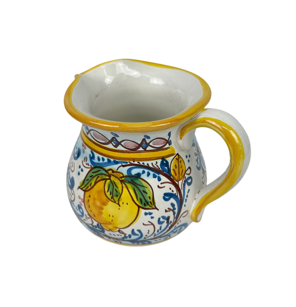 Caraffa in ceramica siciliana boccale realizzato e decorato a mano art. fiore limoni 0,5 LT
