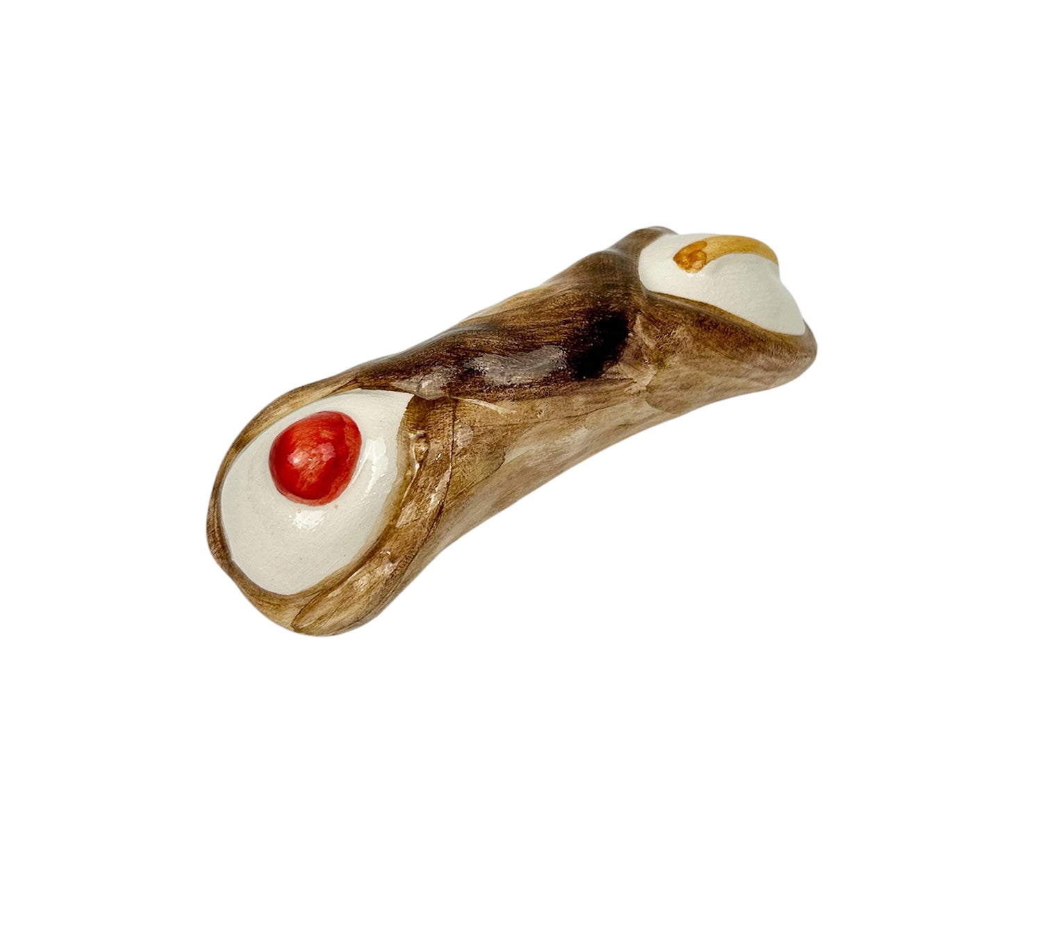 Cannolo Siciliano in ceramica di Caltagirone tipico dolce siculo realizzato a mano