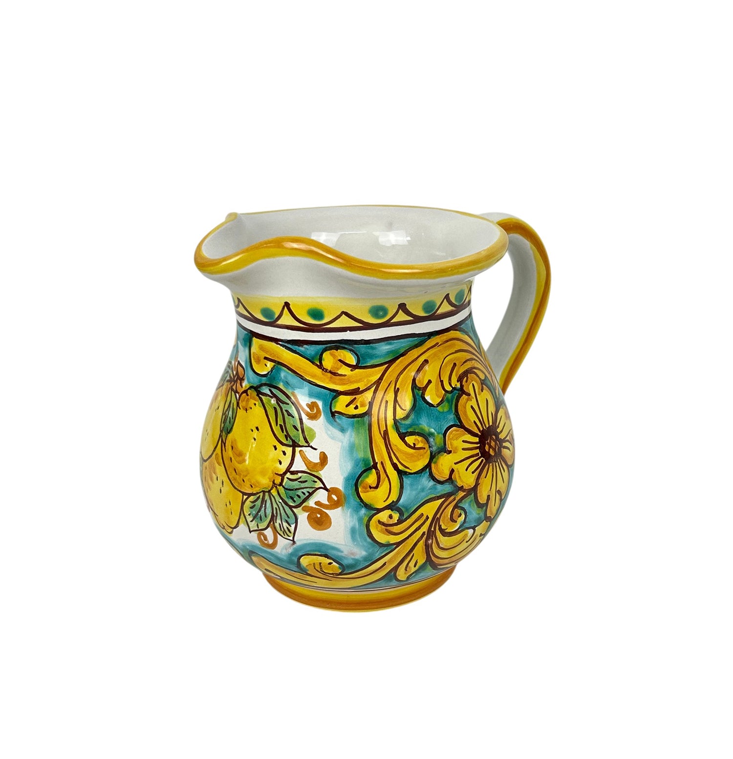 Caraffa in ceramica siciliana boccale realizzato e decorato a mano art. limoni 0,5 LT