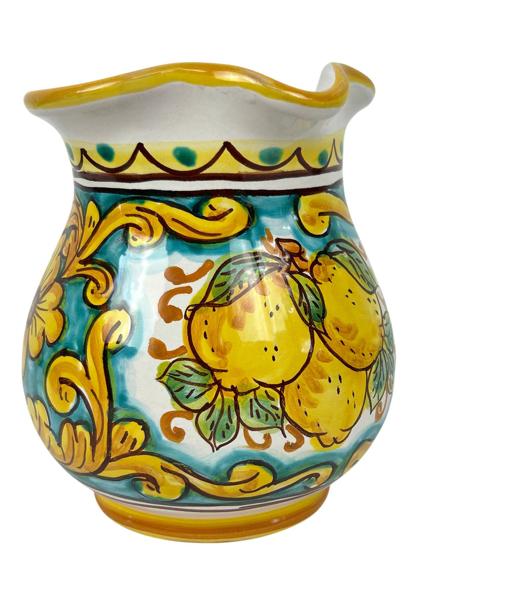 Caraffa in ceramica siciliana boccale realizzato e decorato a mano art. limoni 0,5 LT