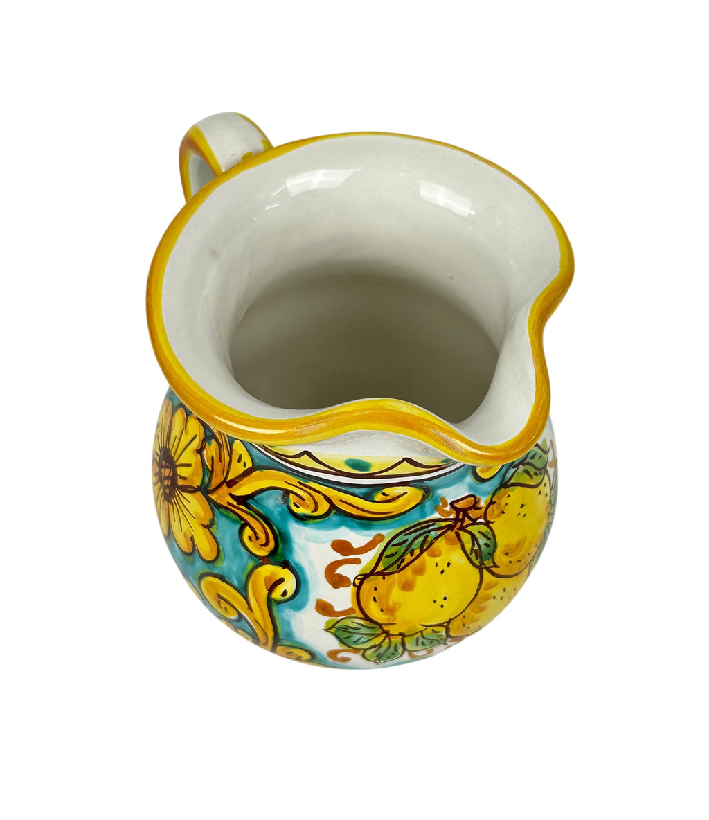 Caraffa in ceramica siciliana boccale realizzato e decorato a mano art. limoni 0,5 LT