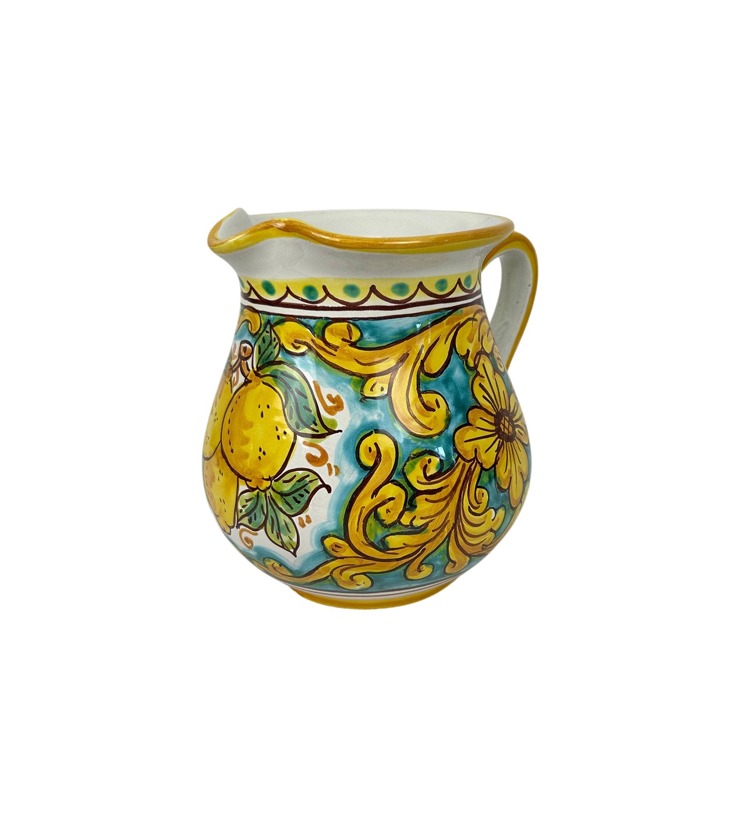 Caraffa in ceramica siciliana boccale realizzato e decorato a mano art. limoni 1 LT