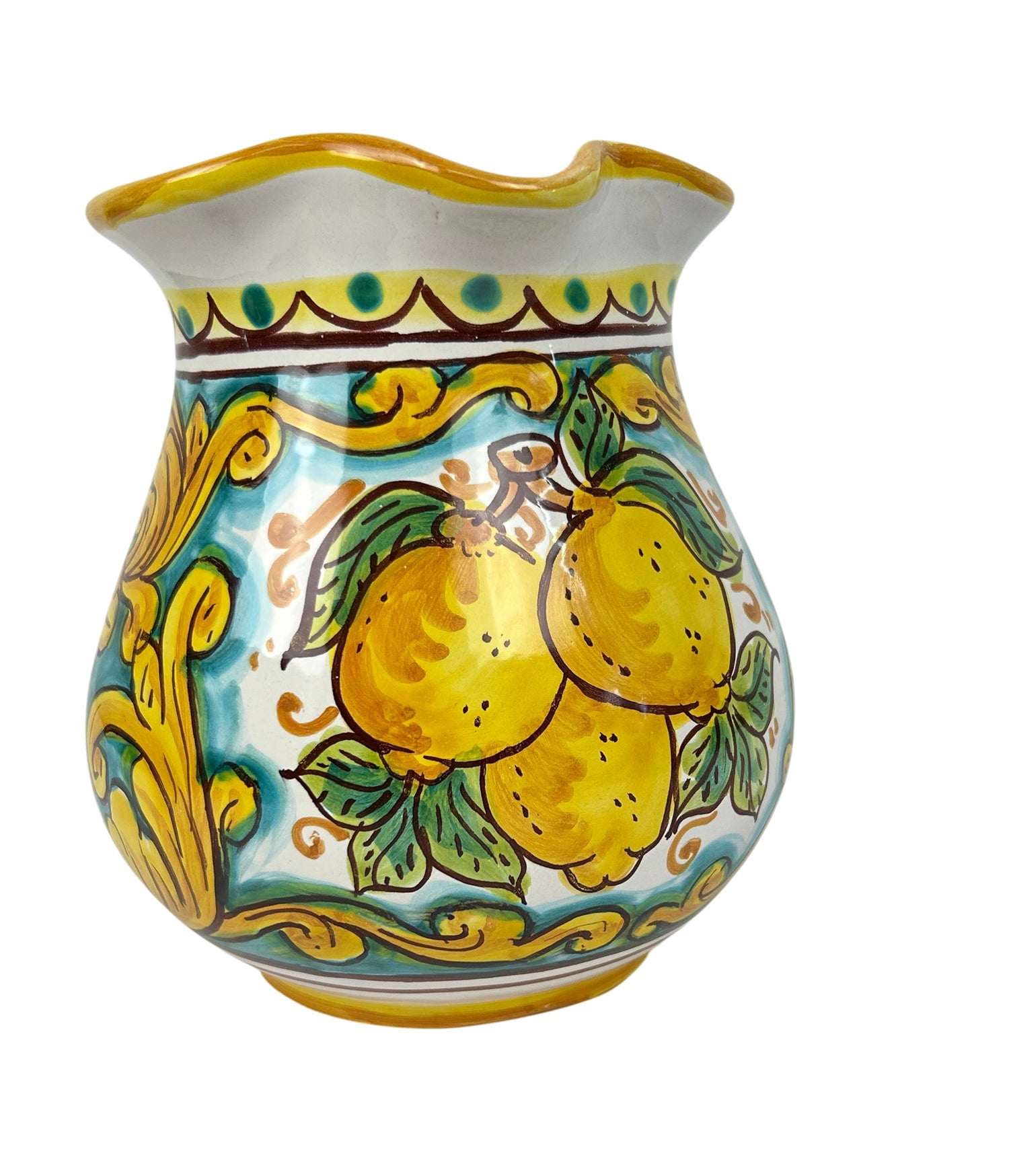 Caraffa in ceramica siciliana boccale realizzato e decorato a mano art. limoni 1 LT