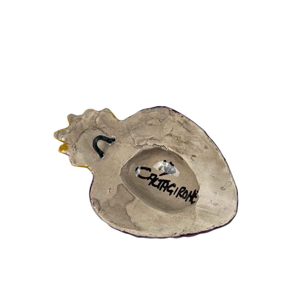 Small hand-crafted Sicilian ceramic Sacred Heart from Caltagirone
