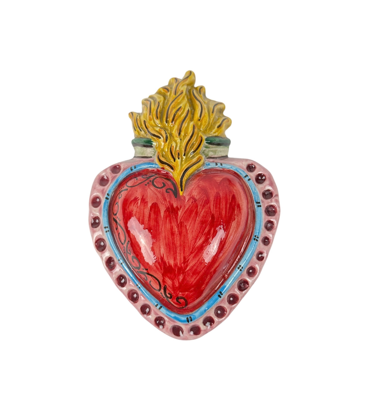 Sacred Heart in Sicilian ceramic from Caltagirone, hand-crafted medium