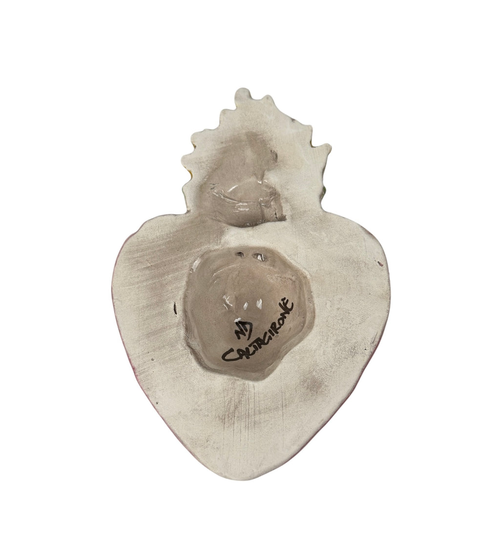 Sacred Heart in Sicilian ceramic from Caltagirone, hand-crafted medium
