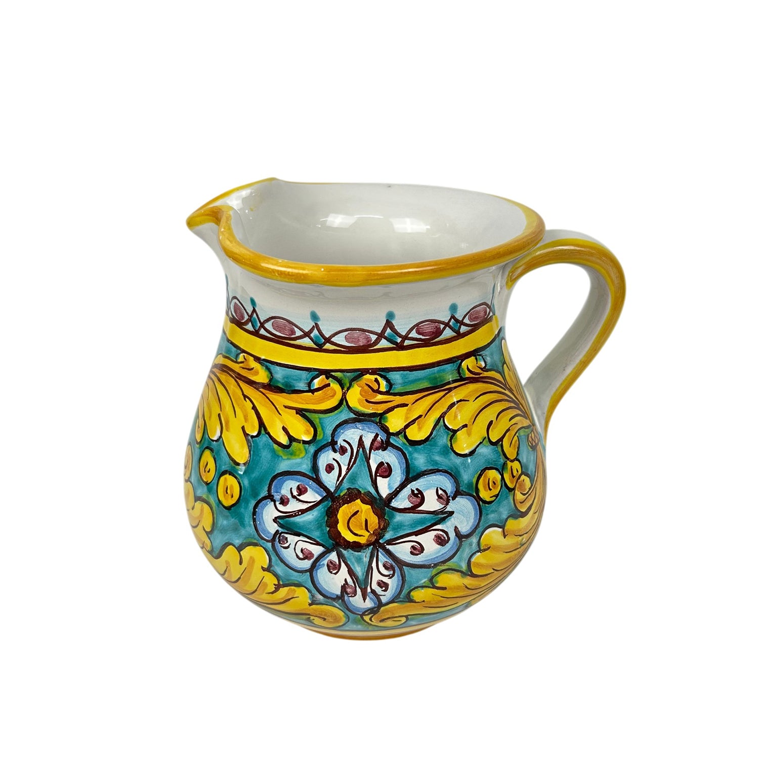 Caraffa in ceramica siciliana boccale realizzato e decorato a mano art. gomes 1 LT