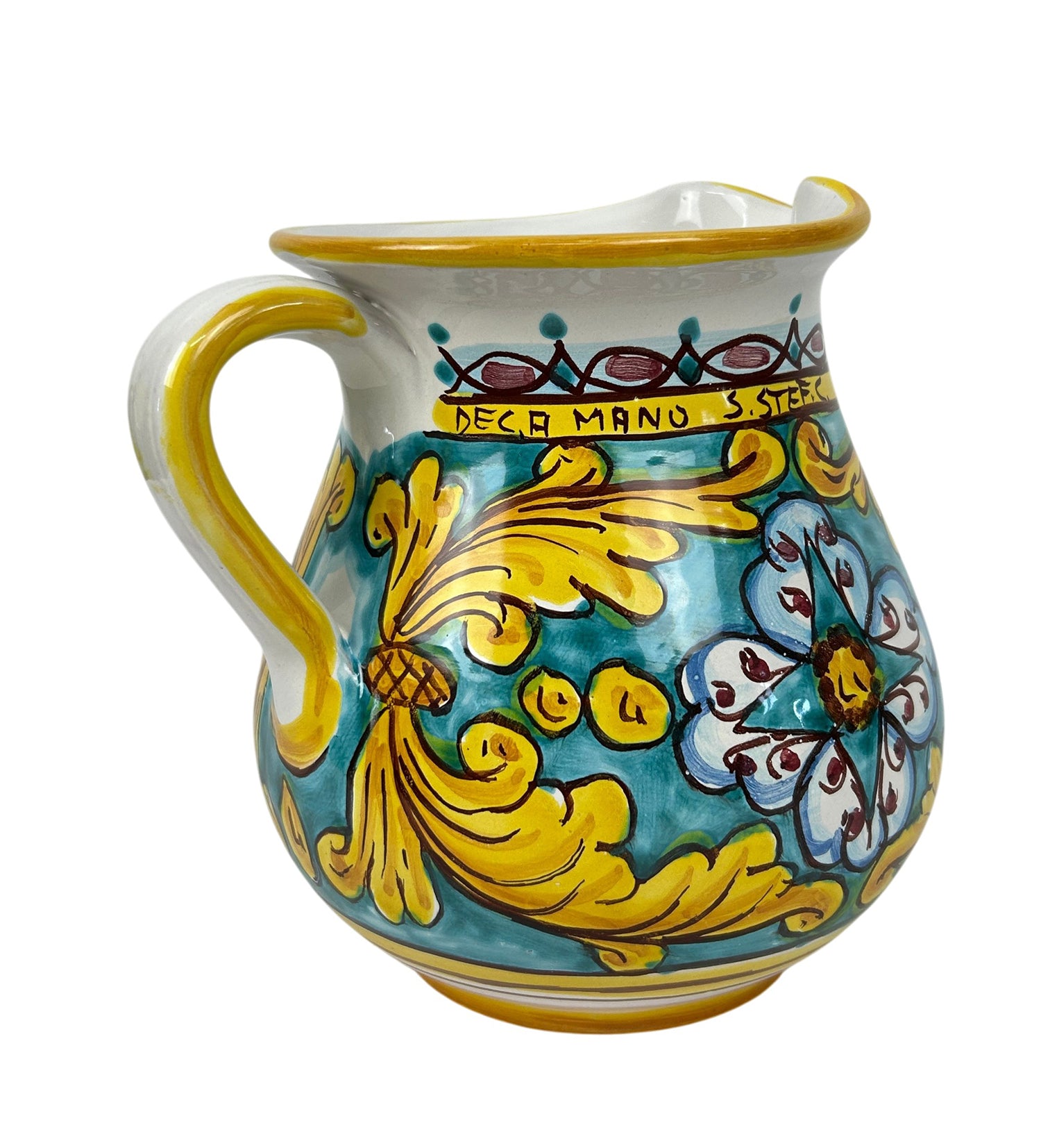 Caraffa in ceramica siciliana boccale realizzato e decorato a mano art. gomes 1 LT