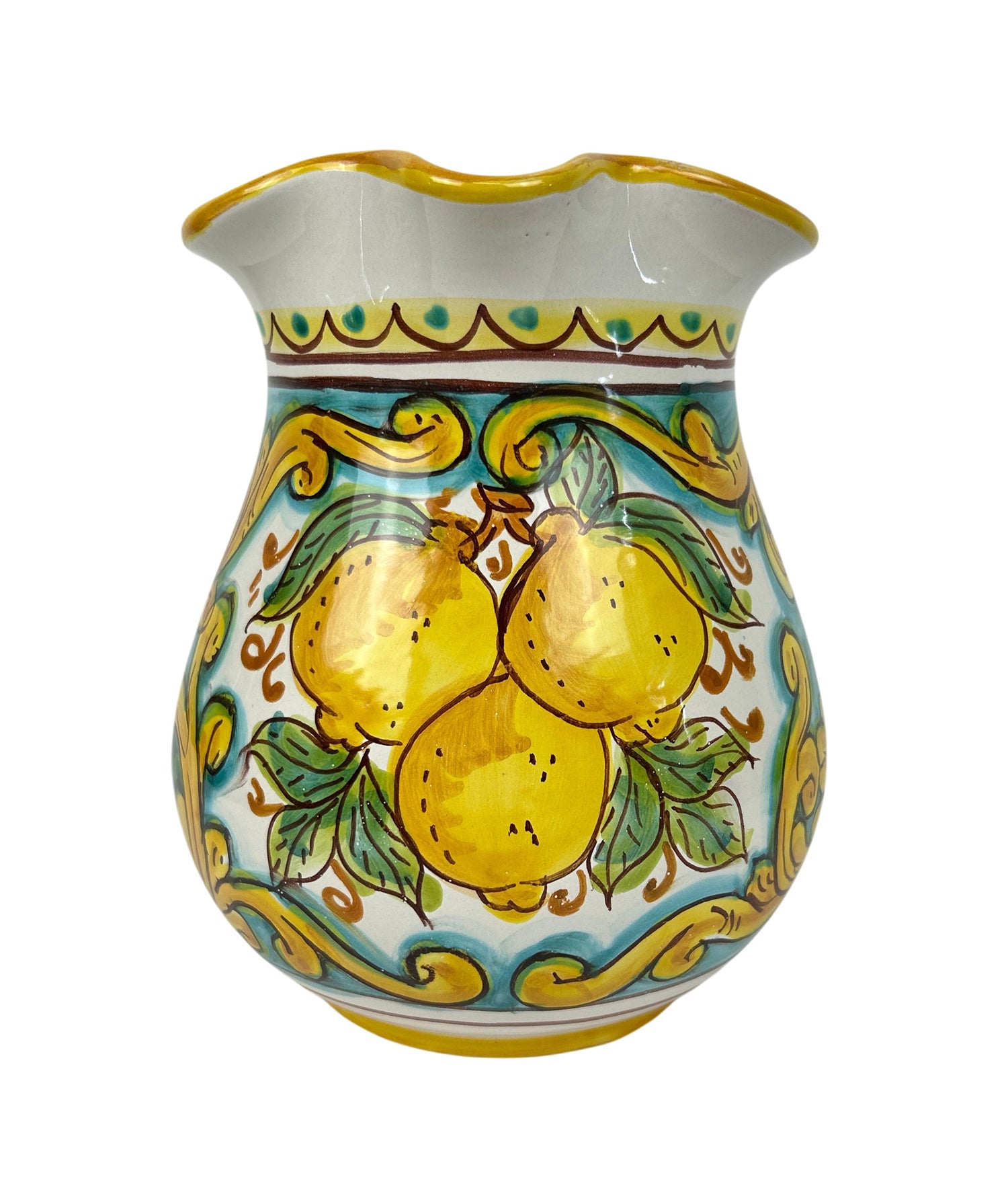 Caraffa in ceramica siciliana boccale realizzato e decorato a mano art. limoni 1,5 LT