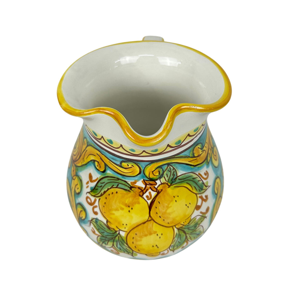 Caraffa in ceramica siciliana boccale realizzato e decorato a mano art. limoni 1,5 LT