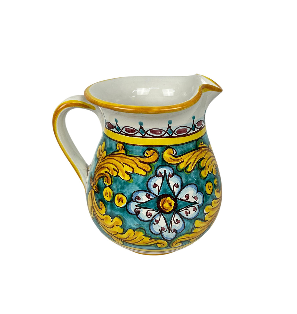 Caraffa in ceramica siciliana boccale realizzato e decorato a mano art. gomes 1,5 LT